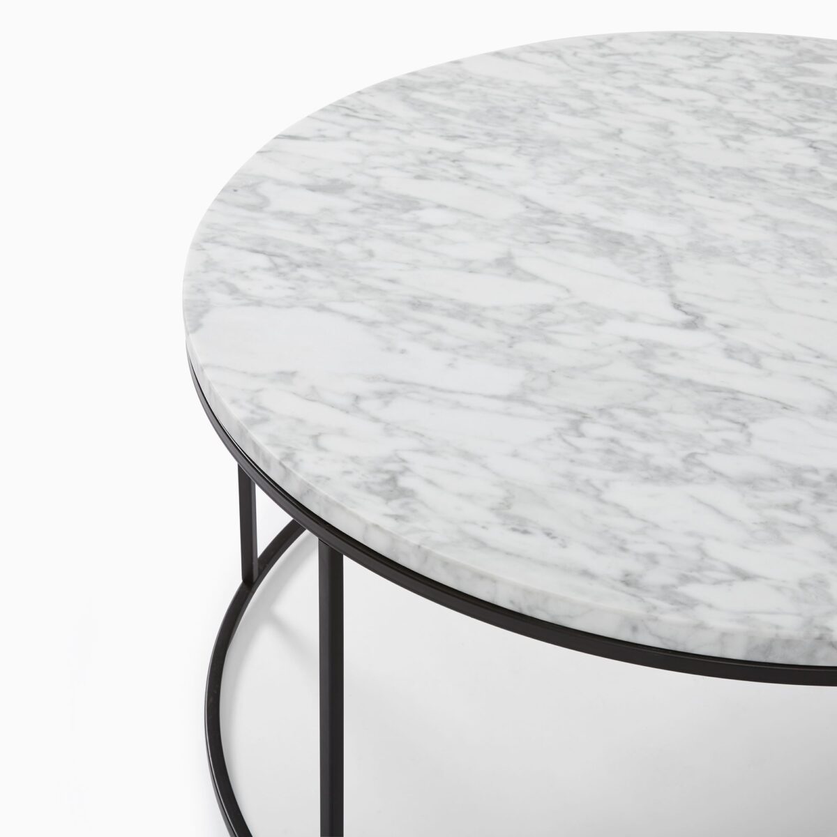 Gandaria Marble Round Coffee Table - Black Iron Finish - Image 2