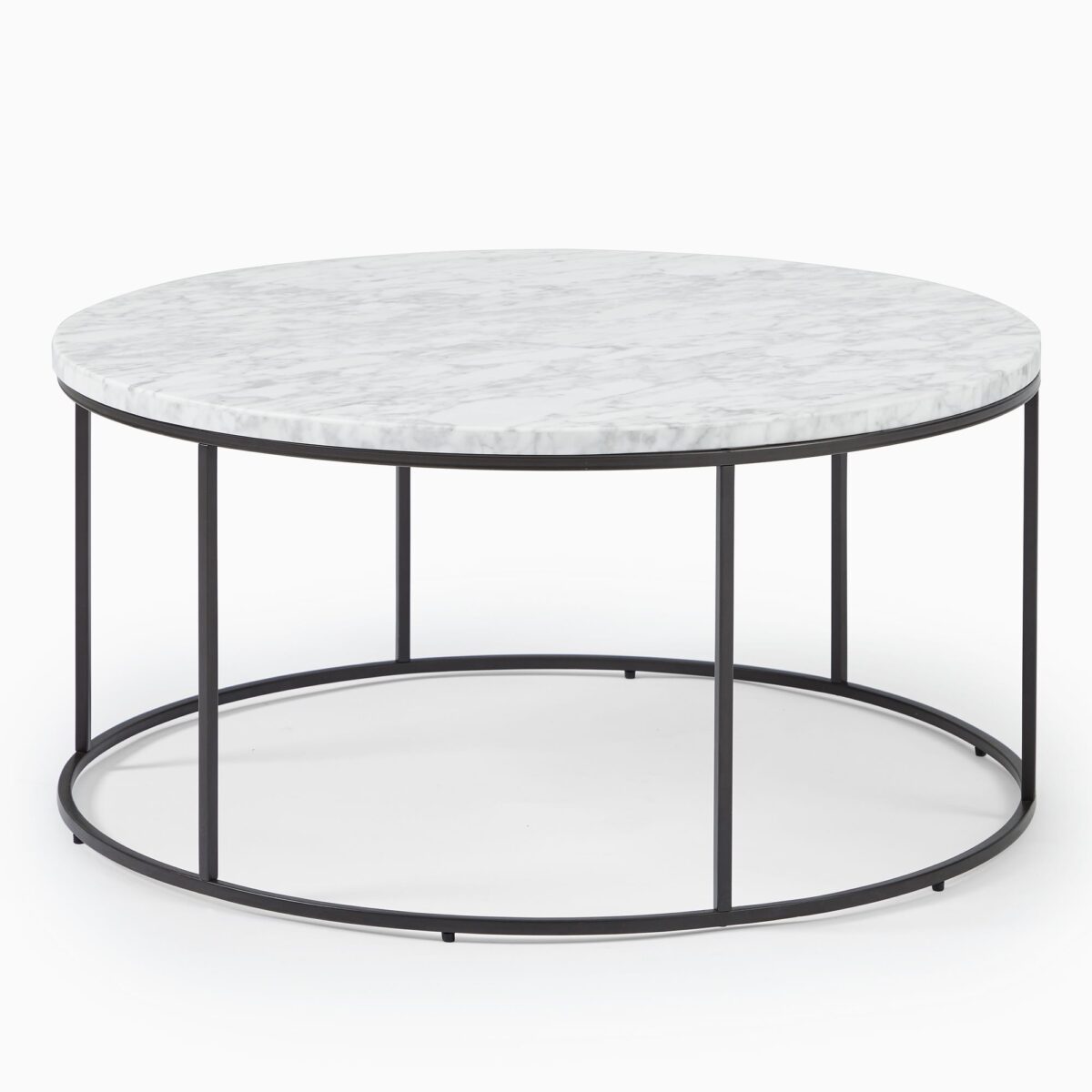 Gandaria Marble Round Coffee Table - Black Iron Finish - Image 3