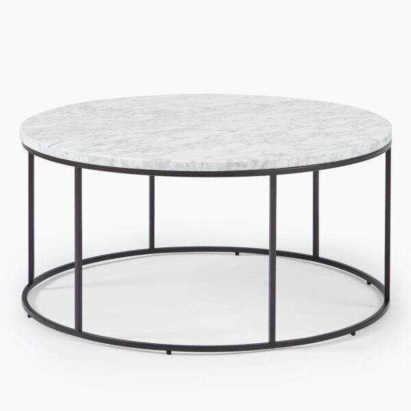 Gandaria Marble Round Coffee Table - Black Iron Finish