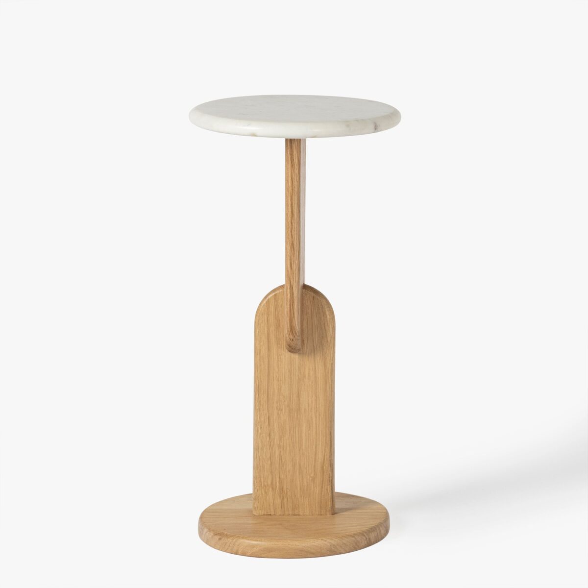 Citra Marble Side Table - Natural Oak Finish - Image 1