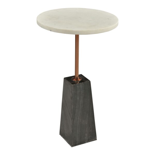 Nadia Marble Side Table - Modern Black and White Finish