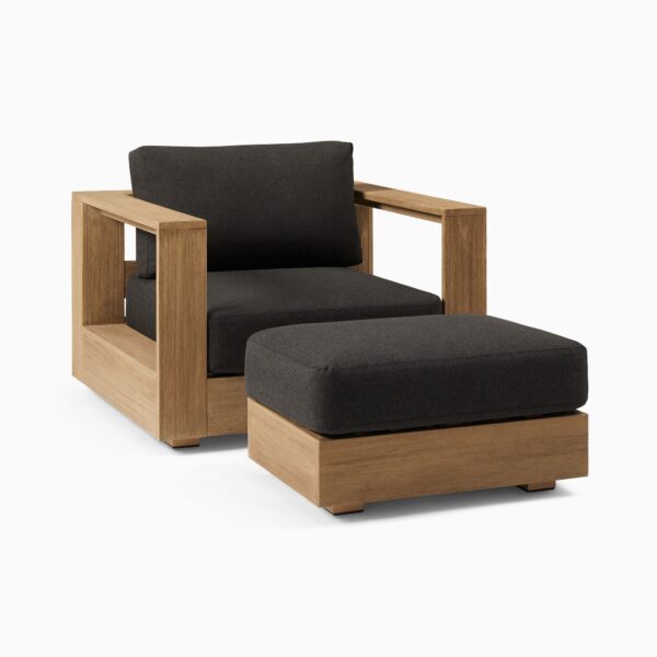 Gatra Teak Outdoor Lounge Chair Set - Charcoal Finish