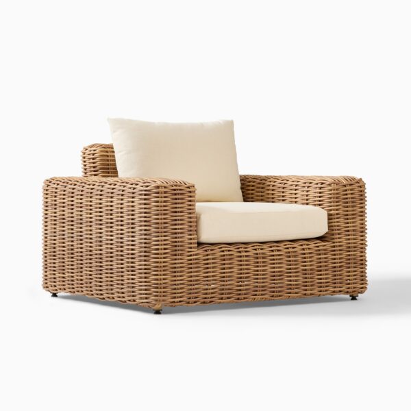 Rizky Rattan Lounge Chair with Cushion - Natural Finish