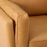 Zander Leather Teak Chair & Ottoman Set - Caramel Finish - Image 5