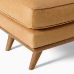 Zander Leather Teak Chair & Ottoman Set - Caramel Finish - Image 6