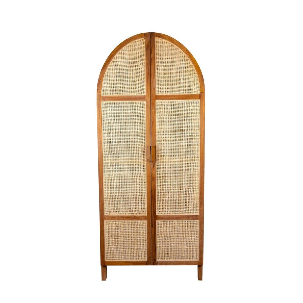 Dewi Rattan Arched Wardrobe - Natural Teak - Image 1