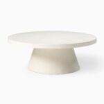 Damaris Concrete Pedestal Outdoor Coffee Table - Ivory Finish