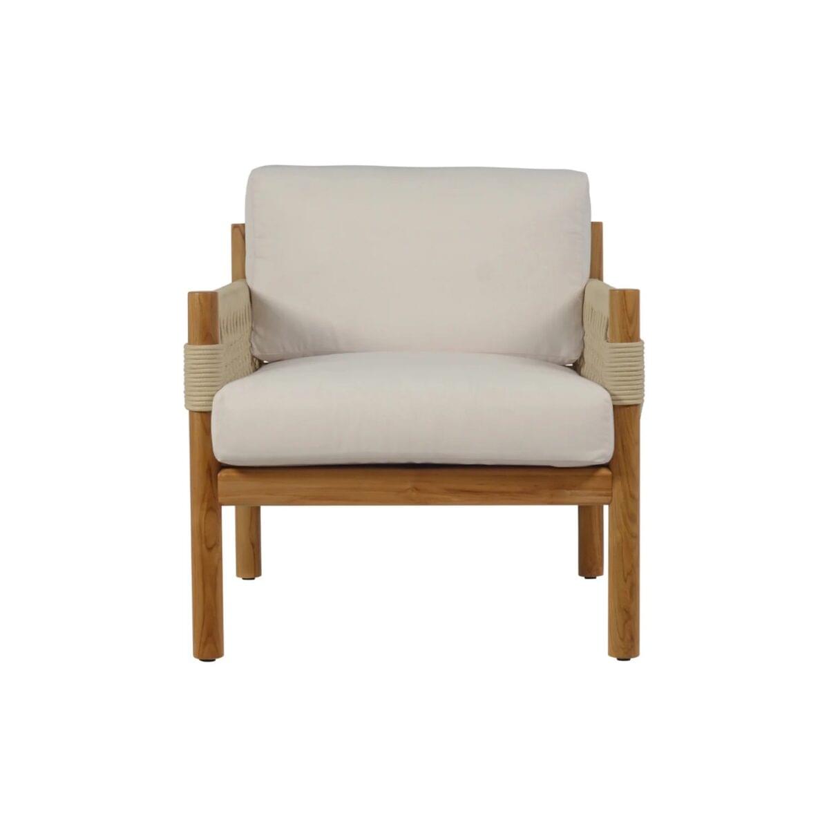 Dara Teak Lounge Chair with Woven Rope - Natural Finish - Image 2
