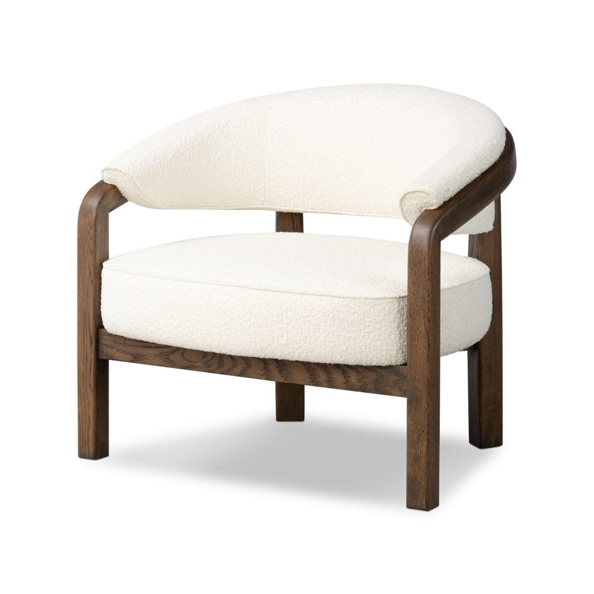 Dewi Linen Teak Lounge Chair - Ivory Finish - Image 1