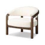 Dewi Linen Teak Lounge Chair - Ivory Finish