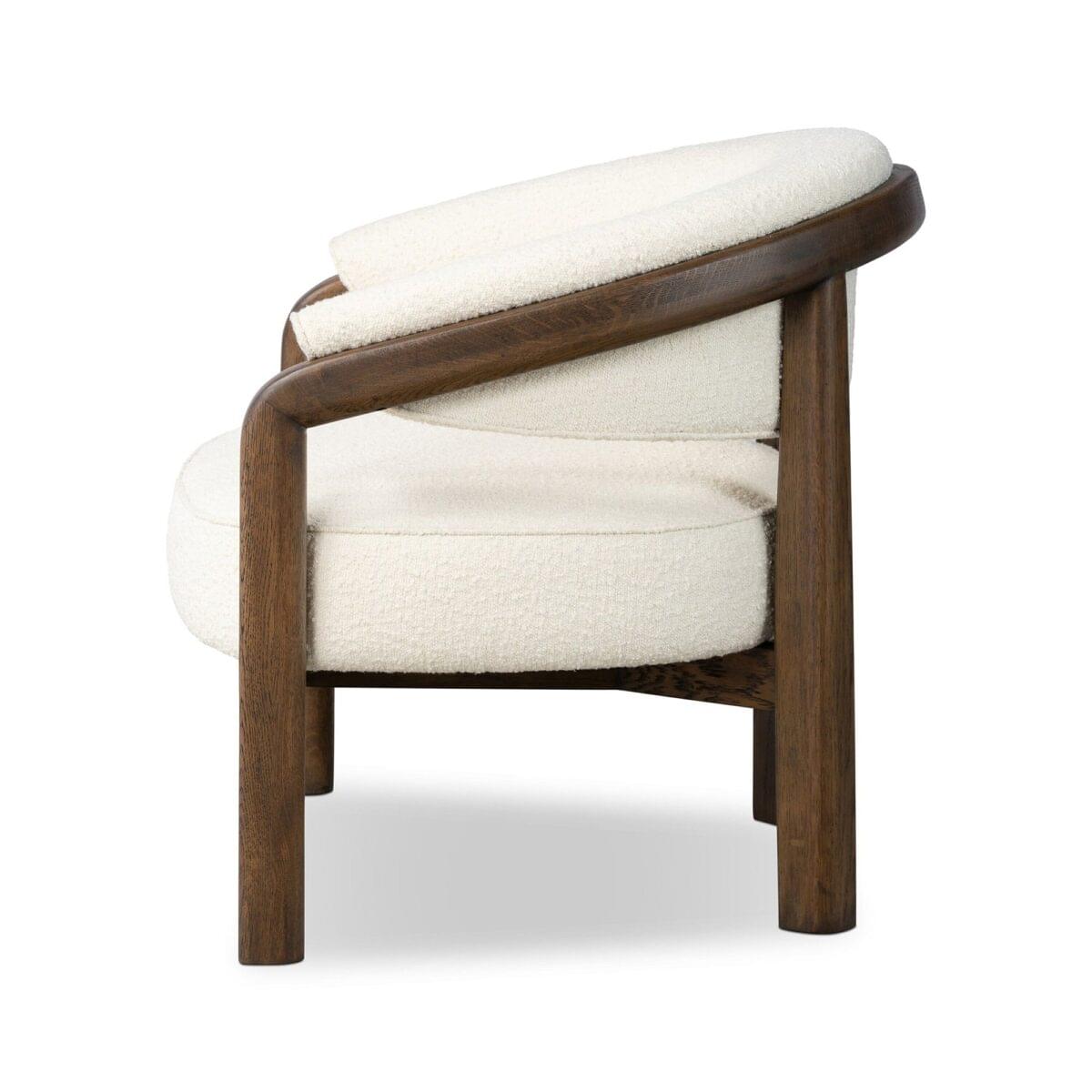 Dewi Linen Teak Lounge Chair - Ivory Finish - Image 2