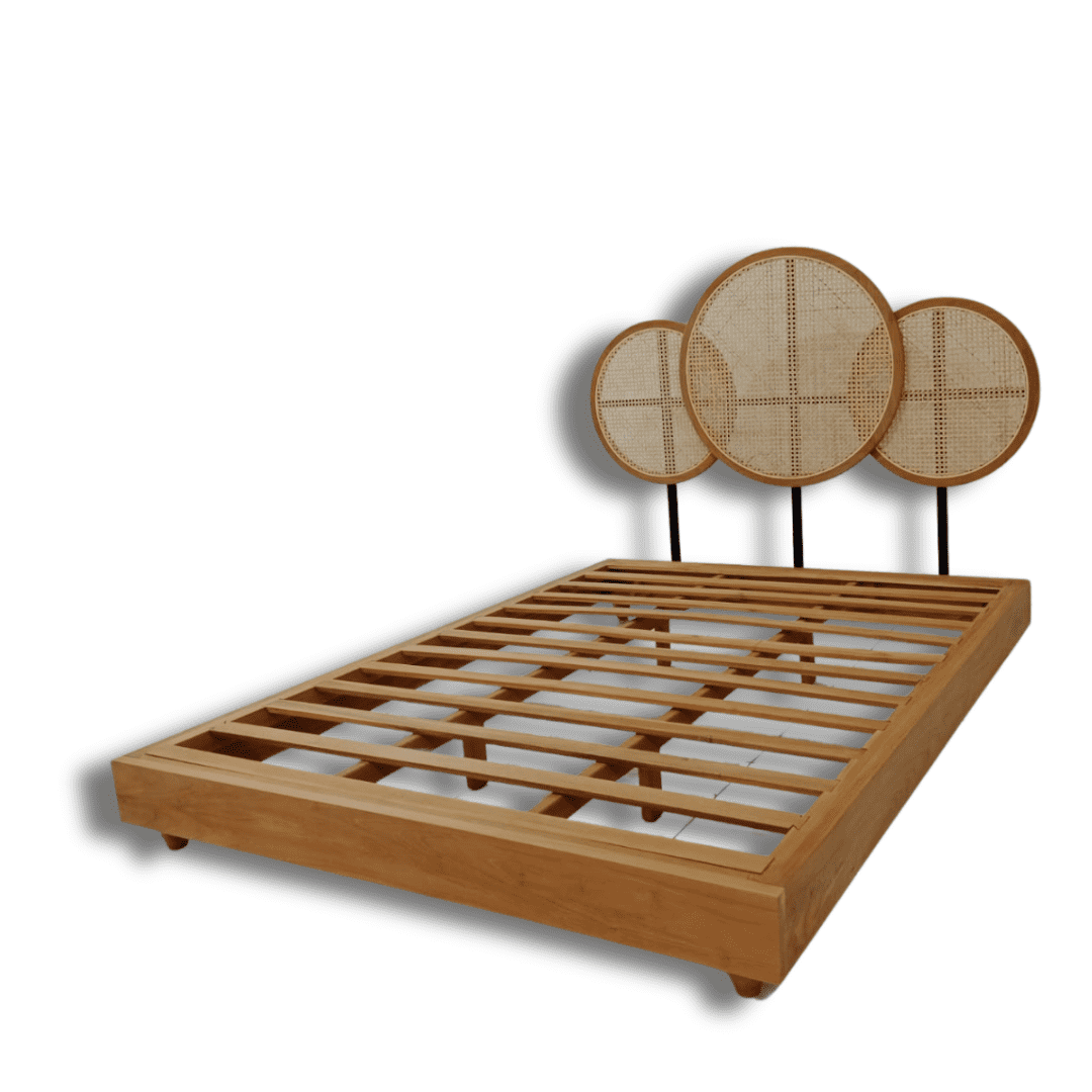 Bulan Teak Rattan Bed Frame - Natural